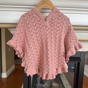 Ettie h Blush Pink Knit Hooded Poncho Size 4